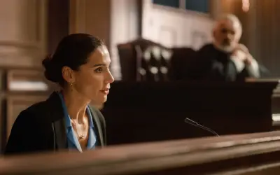 a woman testifies about a workplace sexual misconduct case in portland OR